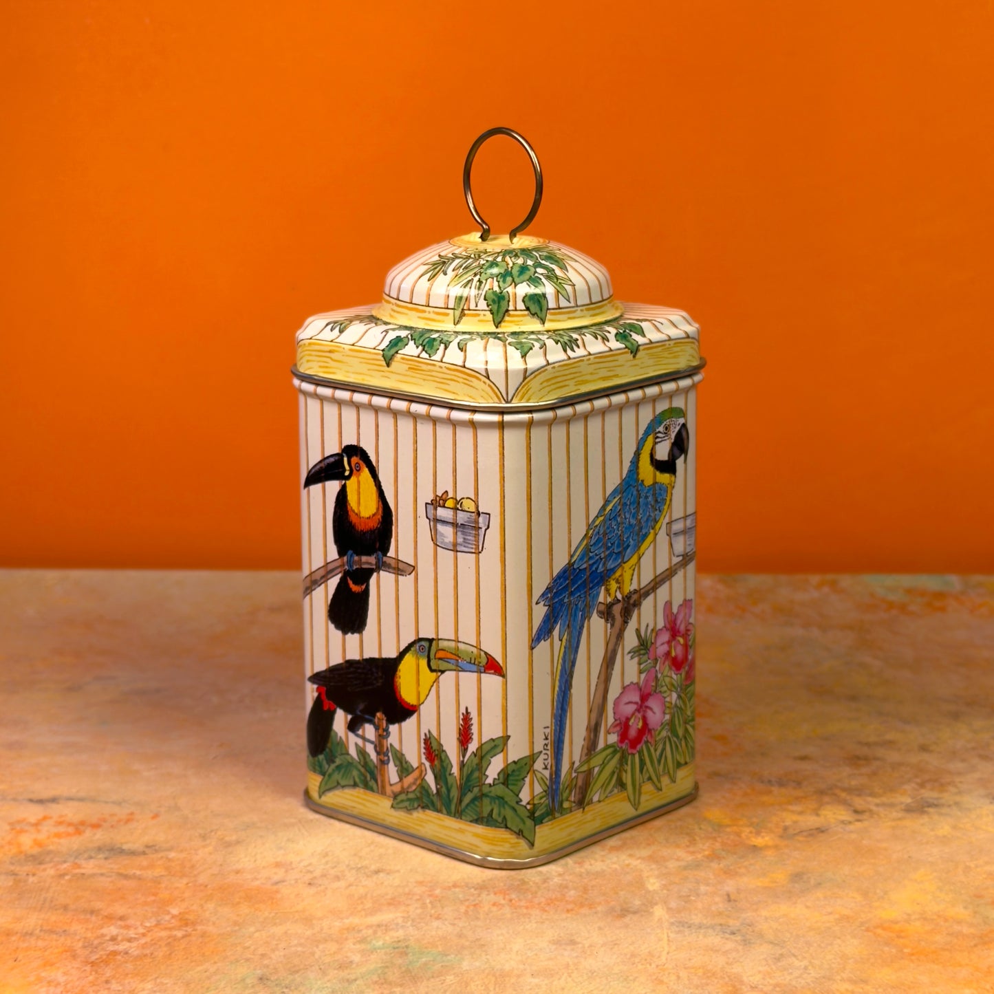1970s Bird Cage Tin